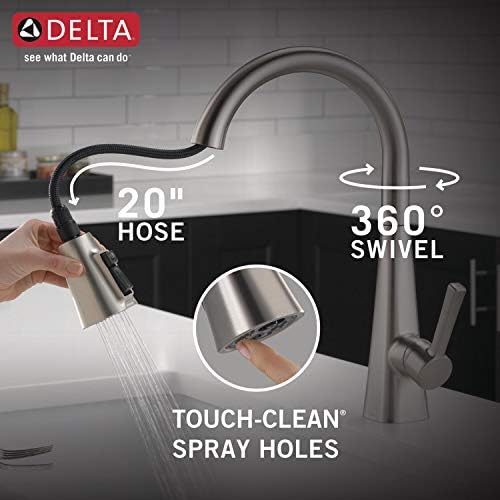 Delta 19802Z-SP-DST Lenta Kitchen Faucet, Without Soap Dispenser, SpotShield Stainless