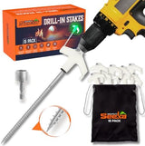 15-Pack 8" Heavy Duty Screw in Tent Stakes, Drill-In Ground Anchor Pegs, Includes Hex Head Driver & Storage Bag