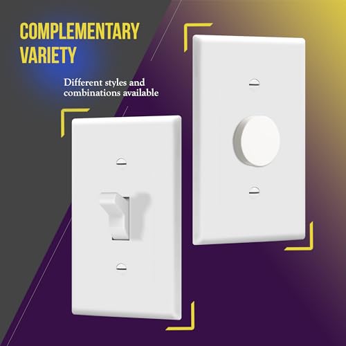 ENERLITES Light Switch Cover Plate, Toggle Wall Plate Cover, Size 1-Gang 4.50" x 2.76", Unbreakable Polycarbonate Thermoplastic, 8811-W-20PCS, White (20 Pack)