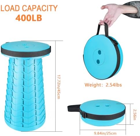 Boreeman Upgraded Folding Stool Lightweight Yet More Sturdy with Load Capacity 400lbs Portable Collapsible Stool for Camping Fishing Hiking BBQ (Light Blue)