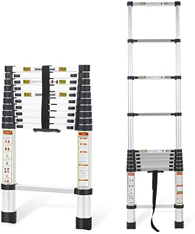 RIKADE Telescoping Ladder 10.5FT & Attic Ladder, Heavy Duty Aluminum with Non-Slip Feet, 330lb Capacity for RV, Attic, Roof & Multi-Surface Use