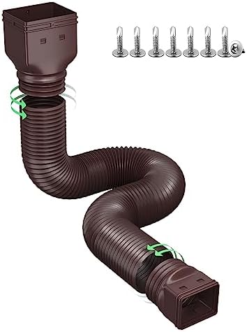 Rain Gutter Downspout Extensions, Downspout Extender for Rainwater Drainage Flexible, Down Spout Drain Extension Pipe and Extendable from 21 to 66 Inches (Brown)