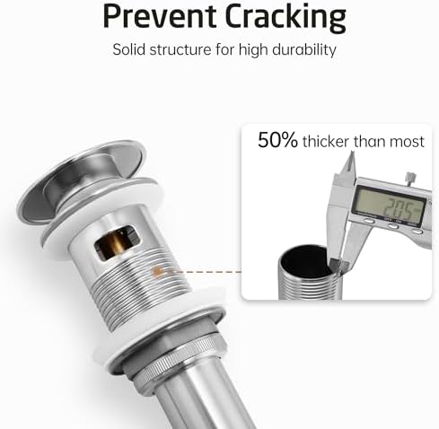 KES Bathroom Vessel Vanity Sink Pop Up Drain Stopper with Overflow for 1.6"-1.9" Sink Hole, All Metal Rustproof Brass and 304 Stainless Steel, Brushed Nickel, S2008A-BN