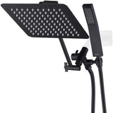 G-Promise All Metal 10" Dual Square Shower Head Combo | Rain Shower Head | Handheld Shower Wand | Adjustable | 3-Way Diverter | 71" Extra Long Hose - A Bathroom Upgrade (Matte Black)