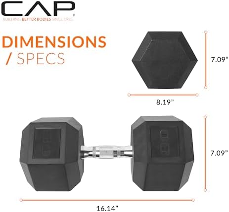 CAP Barbell Coated Hex Dumbbell Weight | Multiple Options
