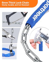 Sportneer Bike Lock: 5 Digit Combination High Security Anti Theft Bike Chain Lock - 3.2/3.6/4ft Heavy Duty Keyless Bicycle Lock for Bike, Motorcycle, Scooter, Door & Gate - 4/6mm Thick, Easy to Use