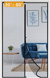 Yotache Fiberglass Magnetic Screen Door Fits Door Size 30 x 80, Screen Size 32" x 81" Double-Sewed, Close-Stitching, Top Anti-Tear, Heavy Duty with Full Frame Hook&Loop Strip Black