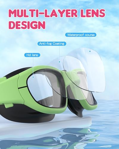 Kids Swim Goggles,Swimming Goggles for Kids 6-14, Anti-Fog UV Protection Pool Glasses for Boys Girls