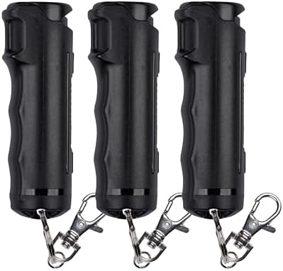 SABRE Pepper Spray with Fast Flip Top, Maximum Police Strength OC Spray, Key Ring for Easy Carry and Fast Access, Finger Grip for More Accurate and Faster Aim, 0.54 fl oz, Secure and Easy to Use