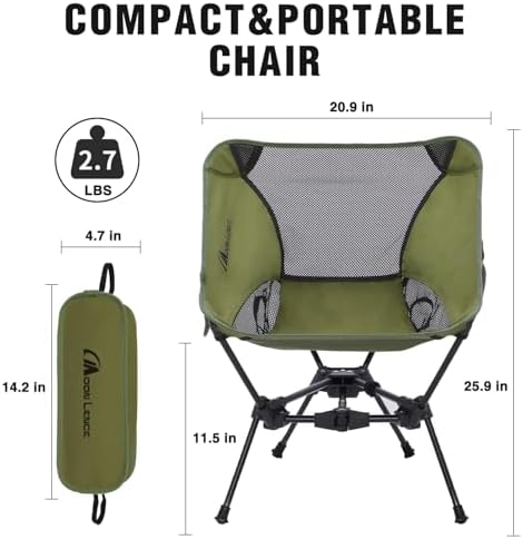 MOON LENCE Portable Camping Chair Backpacking Chair - The 4th Generation Ultralight Folding Chair - Compact, Lightweight Foldable Chairs for Hiking Mountaineering, Beach