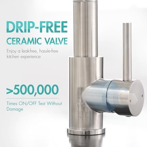 AIMADI Commerical Kitchen Faucet with Sprayer,Single Handle Pull Down Sprayer Kitchen Sink Faucet with LED Light Two Spout,Brushed Nickel