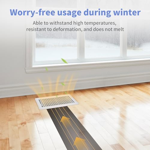 4" x 10" Floor Register 2 Pack - Heavy Duty Steel Walkable Floor Vents - Easy Adjust Air Supply Lever - Vent Covers for Home (White)