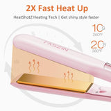 Faszin Professional Hair Straightener, 1.18 inch Ionic Titanium Plate, 20S Fast Heat Up Flat Iron with Clear LED Display, 2 in 1 Straightener and Curler Styling Tool for Straighten Hair (Pink)