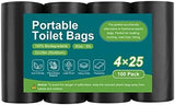 100 Portable Toilet Bags, Drawstring Biodegradable Camping Potty Bags 8 Gallon Waste Bags for 5-8 Gallon Bucket Toilet Adults Outdoor Camping Car