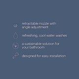 Brondell Fresh Spa Adjustable, Bidet Attachment FSA-15 for Toilet Seats with Adjustable Single Nozzle, Side Arm Control, Thin Profile, White (Ambient Temperature)