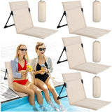 Karenhi 4 Pcs Foldable Pool Chairs Portable Poolside Chairs for Edge of Pool Provides Back Support with Carry Bag Foldable Seat for Poolside Beach Camping Picnic Lawn(Beige)