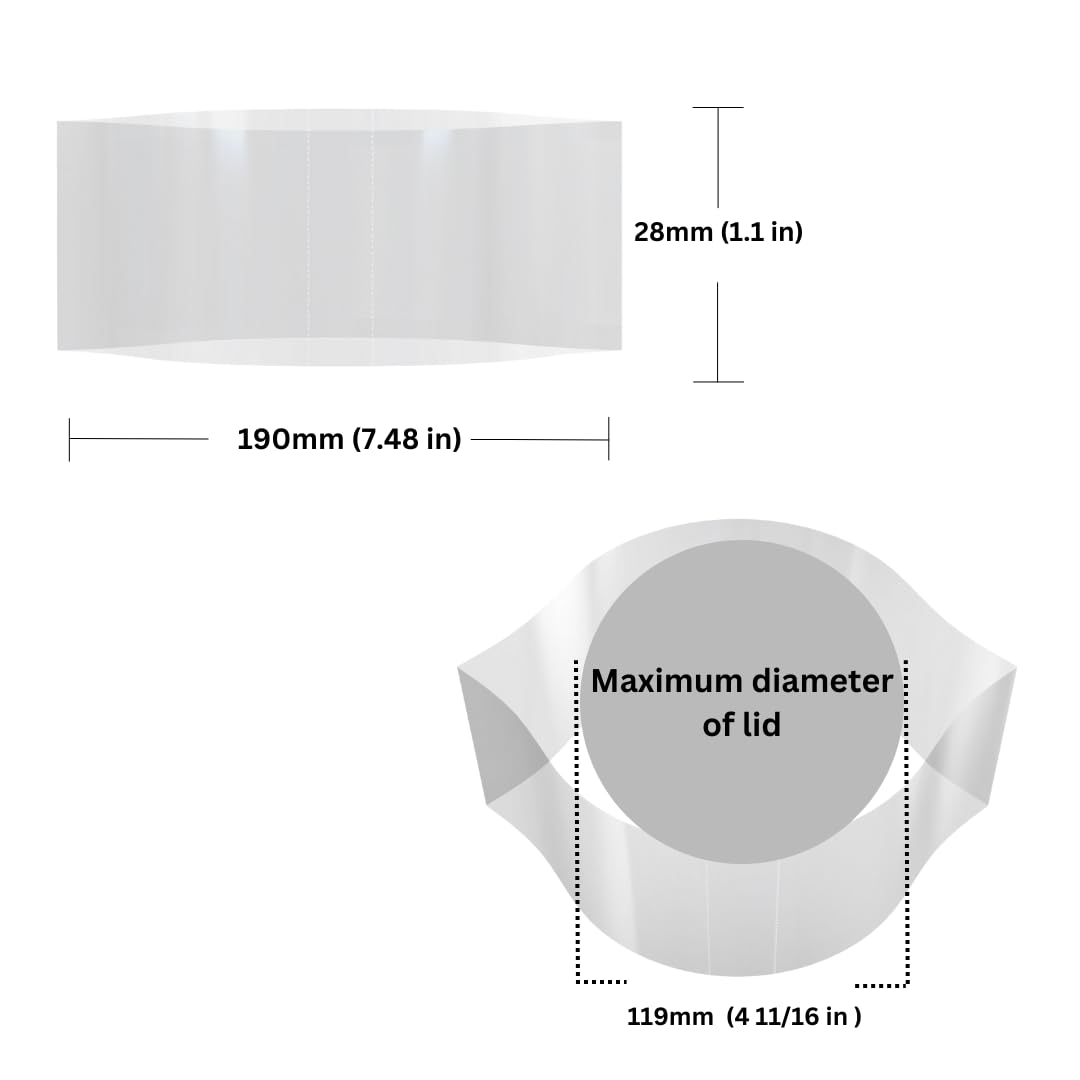 Supplement and Supply 190 x 28 mm Clear Perforated Shrink Band for Tubs, Deli Containers, Large Canisters and More. [Compatible Diameter: 4 11/16"] - Bundle of 5,000