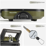 Naturehike 2 Burner Folding Camping Stove with Griddle, Portable Camp Isobutane Gas Stove with 16000 BTU Adjustable Burners & Piezo Ignition