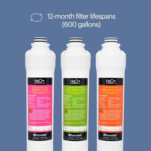 Brondell H2O+ Coral UC300 Three-Stage Undercounter Water Filtration System – Water Purifier with Designer Chrome Faucet – Quick Change Filter, WQA Gold Seal-Certified