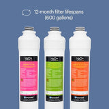 Brondell H2O+ Coral UC300 Three-Stage Undercounter Water Filtration System – Water Purifier with Designer Chrome Faucet – Quick Change Filter, WQA Gold Seal-Certified