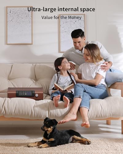 Gun Safe,Biometric Gun Safe for Pistols 3-Ways unlock Fingerprint Digital PIN Key Unlock with Voice, Lock box for Cloakroom living room Bedroom Nightstand and Car BILLCONCH - Antique Bronze