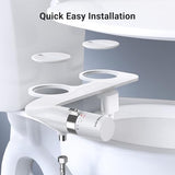 Bidet Attachment for Toilet, Dual Nozzle Bidet Toilet Seat, Non-Electric Ultra-Thin Bidets for Existing Toilets, Rear/Feminine Wash with Adjustable Water Pressure (White)