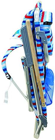 Tommy Bahama 5-Position Classic Lay Flat Folding Backpack Beach Chair, Aluminum , Red, White, and Blue Stripe