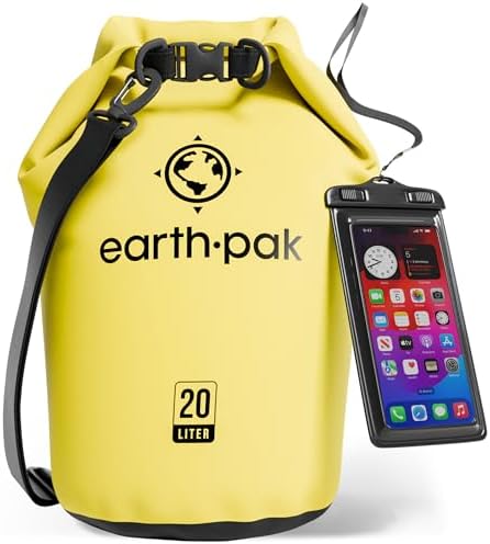 Earth Pak Waterproof Dry Bag - Roll Top Waterproof Backpack Sack Keeps Gear Dry for Kayak with Waterproof Phone Case