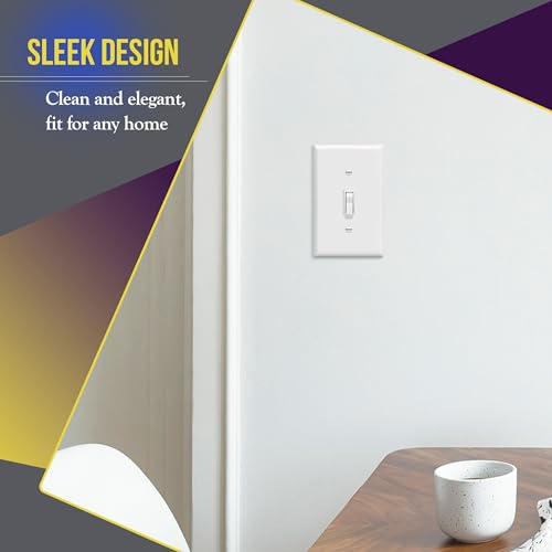 ENERLITES Light Switch Cover Plate, Toggle Wall Plate Cover, Size 1-Gang 4.50" x 2.76", Unbreakable Polycarbonate Thermoplastic, 8811-W-20PCS, White (20 Pack)