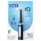 Oral-B iO Deep Clean Rechargeable Electric Powered Toothbrush, Black with iO Series 3 Limited, 2 Brush Heads and Travel Case - Pressure Sensor to Protect Gums - 3 Cleaning Settings - 2 Minute Timer
