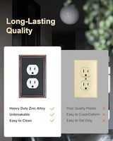 4-Pack Single Duplex Outlet Cover Plate, Decorative Aged Bronze Switch Plates and Outlet Covers, Metal Wall Plates for Electrical Outlets, 1 Gang Receptacle Cover, Corrosion Resistant