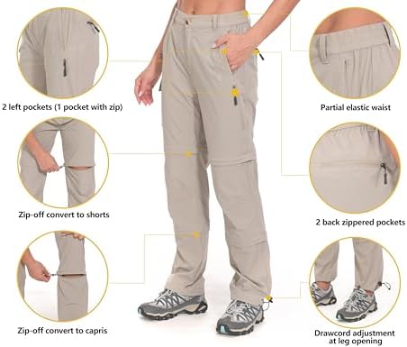 Little Donkey Andy Women's Stretch Convertible Pants, Zip Off Quick Dry Hiking Pants