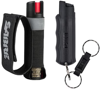 SABRE Runner Pepper Gel, Maximum Police Strength OC Spray, Reflective Hand Strap for Easy Carry & Quick Access, 0.67 fl oz, Secure & Easy to Use Safety, Optional Clip-On Alarm & LED Armband Combos