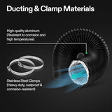 VIVOSUN Dryer Vent Hose, 6 inch Aluminum Foil Ducting, 8FT Long Heavy-Duty Dryer Hose Vent Kit for HVAC Ventilation, Exhaust, Duct Fan Systems, Black Flexible Air Duct w/ 2 Clamps