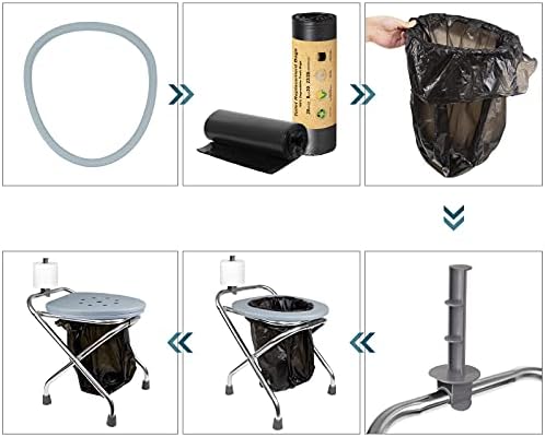 BLIKA Portable Toilet for Camping, 400LBS Stainless Steel Foldable Camp Travel Toilet for Adults, 16-Inch for Truckers, Camping, RV Travel, Road Trips, Outdoor Use