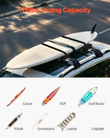 VEVOR Soft Roof Rack Pads, 30" Universal Car Roof Rack Pad for Various Crossbars, 176LBS Loading Luggage Kayak Carrier with 2 Tie Down Straps, 2 Quick Loop Straps & Storage Bag for SUP Canoe Snowboard