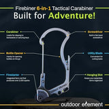 Firebiner 6-in-1 Fire-Starting Carabiner EDC Emergency Multitool -Keychain,Utility Blade,Bottle Opener,& More