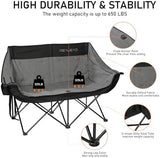 REALEAD Double Camping Chair - Oversized Camping Loveseat for Adults Two Person Support 650 lbs - Heavy Duty Folding Camp Chair with Cooler Bags for Outdoor Sports Beach