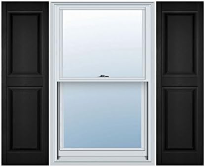 Ekena Millwork Lifetime Vinyl LP2S14X05900BL Standard Two Equal Panel Vinyls, Raised Panel Vinyl Shutters, w/Installation Shutter-Lok's & Matching Screws (Per Pair), 14.75"W x 59"H, Black