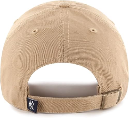 47 Brand MLB Khaki White Primary Logo Clean Up Adjustable Strap Baseball Dad Hat Cap, Adult One Size Fits All