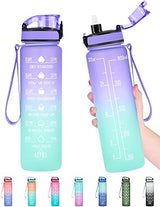 Enerbone Water Bottle, Leakproof BPA & Toxic Free, Motivational Water Bottle with Times to Drink and Straw, Fitness Sports Water Bottle with Strap for Office, Gym, Outdoor Sports