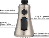 Hibbent Pull Down Kitchen Faucet Head Replacement, 3-Function Kitchen Faucet Head Sink Spray Nozzle with 15 Adapters Compatible with Moen, American Standard, Delta, Kohler Faucets, Brushed Nickel