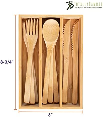 Totally Bamboo 12-Piece Reusable Bamboo Flatware Set with Portable Storage Case, Dishwasher Safe