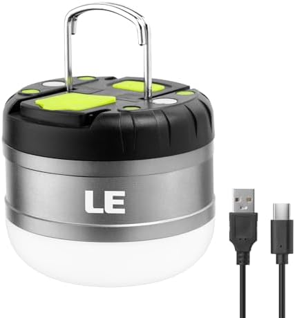 LE LED Camping Lantern Rechargeable, 310LM, 5 Light Modes, Power Bank, Waterproof, Mini Flashlight with Magnetic Base for Hurricane Emergency, Outdoor, Hiking, Home and Car
