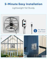 KEN BROWN 24 Inch Shutter Exhaust Fan with Speed Controller, 4200CFM High Speed, Wall Mounted Vent Fan for Garage, Attic, Greenhouse, Shed, Shop, Includes 1.65M Power Cord