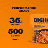 BIGHORN Mountain Food Bourbon BBQ Pulled Pork and Beans - premium freeze dried meals for backpacking food - dehydrated camping food for backpacking meals - 2 Serving