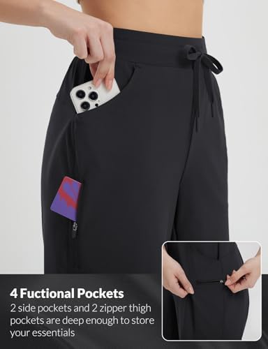 baleaf Women's Bermuda Long Shorts 9" Above Knee Length Quick Dry Lightweight Zipper Pockets Casual Summer Athletic UPF 50+