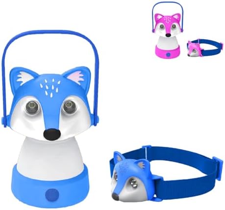 Kids Camping Essentials – Fox LED Kids Lantern and Rechargeable Kids Headlamp Set | Multiple Purposes Kids Nightlight/Flashlight Toys – Great Holiday, Halloween N Birthday Gifts for Toddlers and Kids