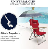 Caribbean Joe Beach Umbrella for Chair, Adjustable and Universal Clamp On Beach Umbrella with UV Protection, 48 Inch Arc