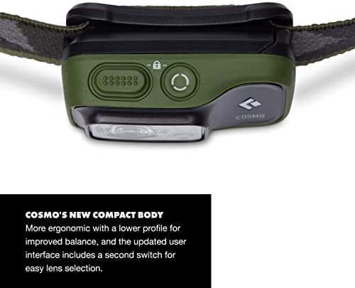 BLACK DIAMOND Cosmo 350 LED Headlamp, Waterproof and Dimmable Battery Powered Headlamp for Camping, Hiking, Running, Work with Red Light Headlamp Mode